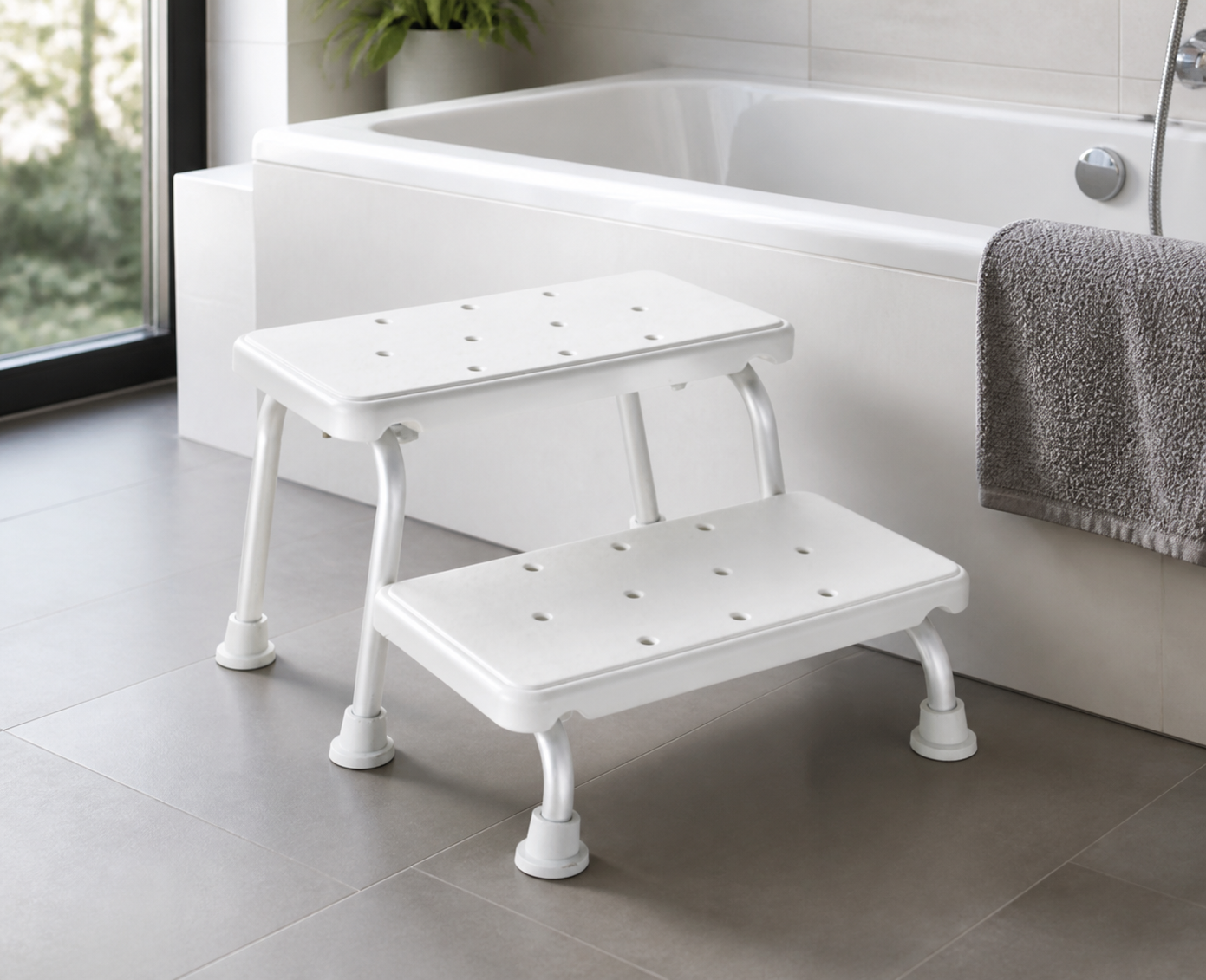 RIDDER two-tier bathroom step stool, white