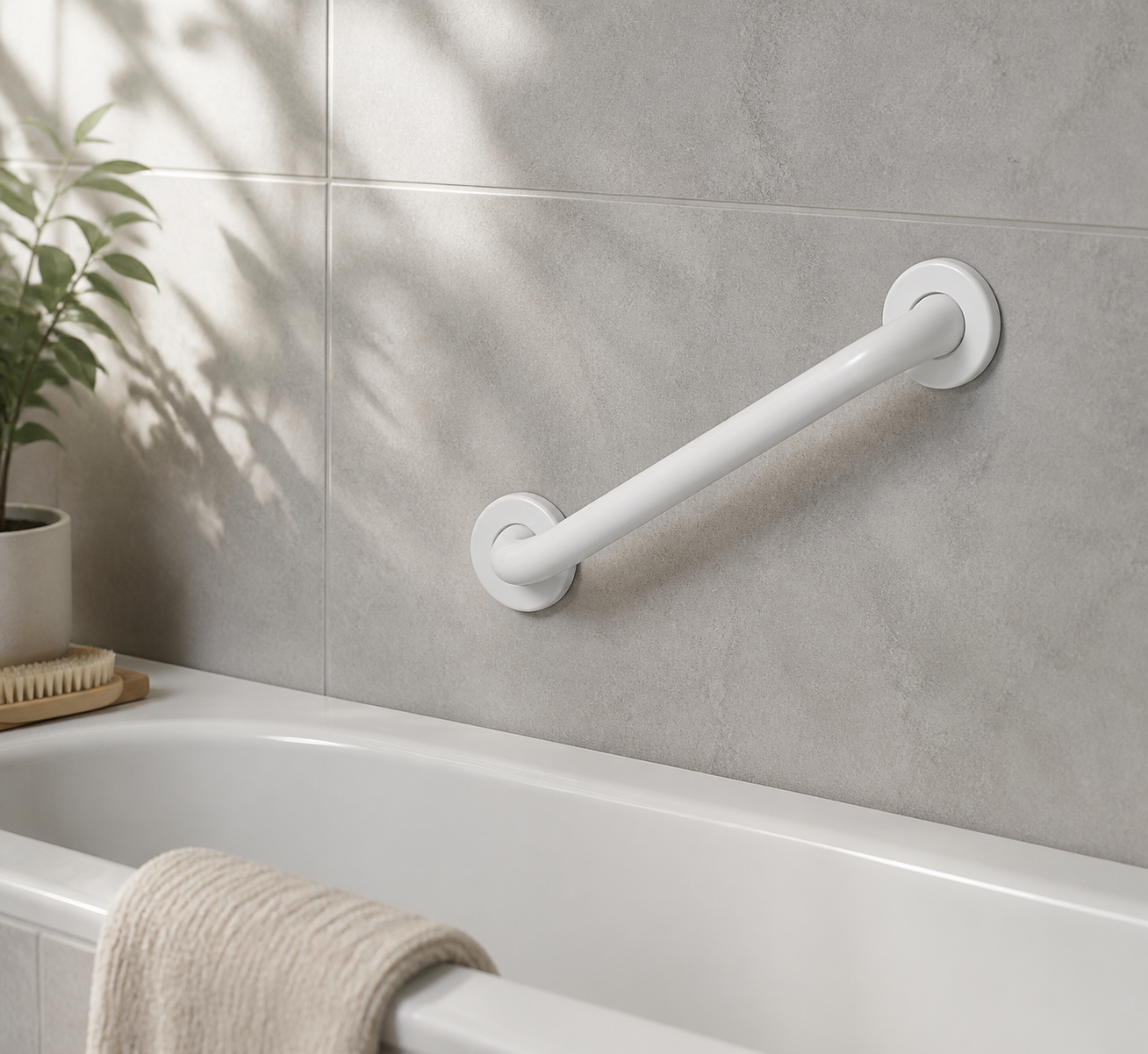 RIDDER safety grab rail, 45 cm, white aluminium