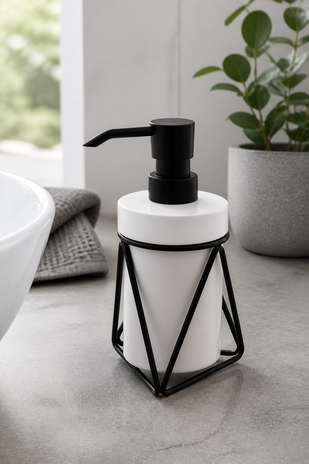 RIDDER MILA freestanding soap dish dispenser, black/ceramics