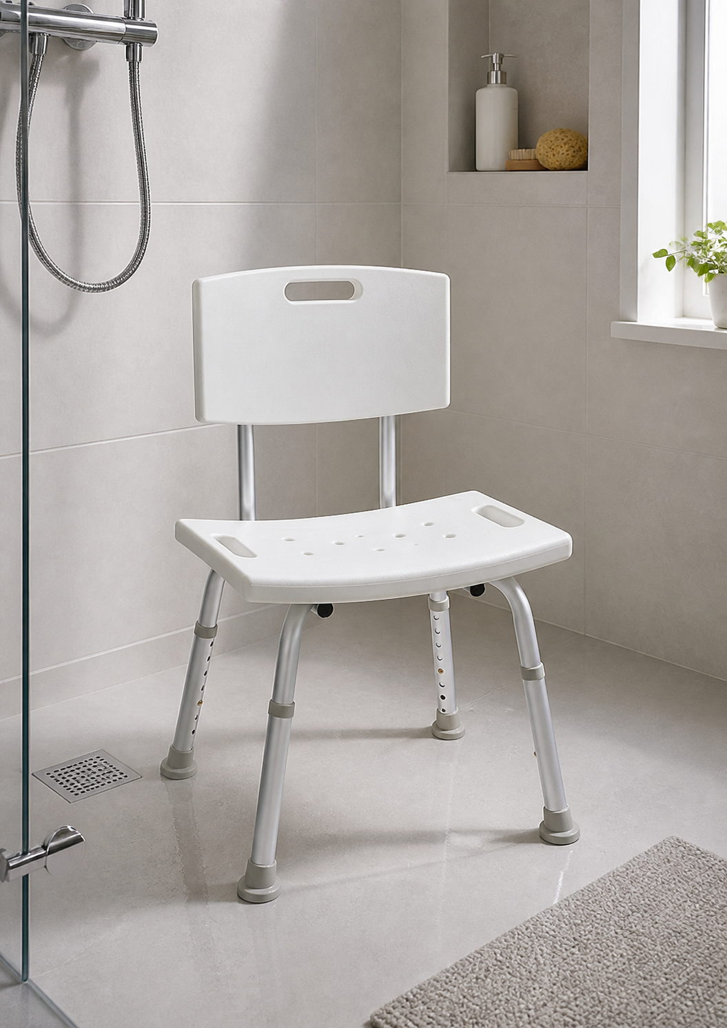 RIDDER HANDICAP Ease of Living Bath and Shower Stool with Backrest (H) 340-520mm, white