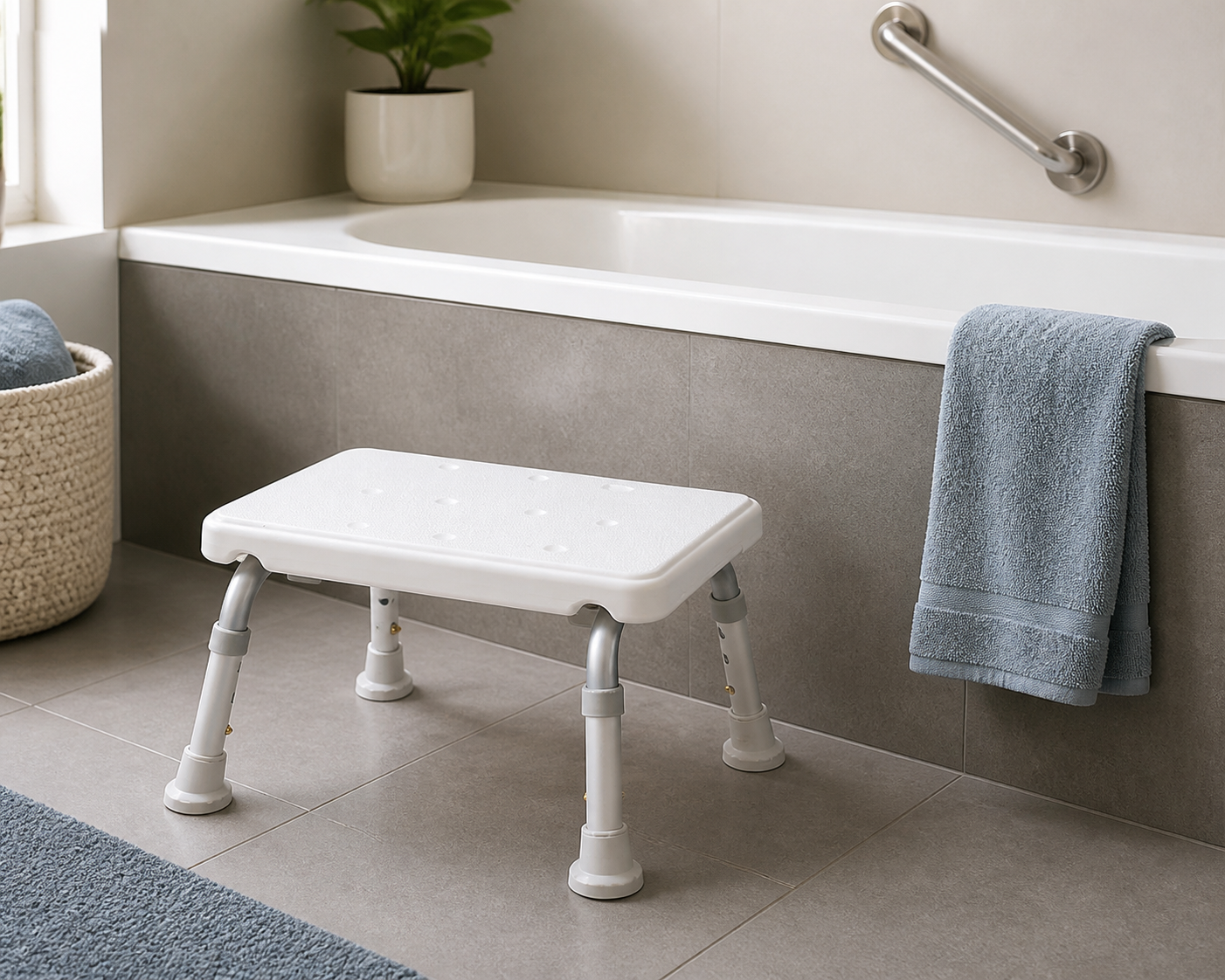 RIDDER HANDICAP Bathroom Adjustable Stool (H) 210-260mm , white