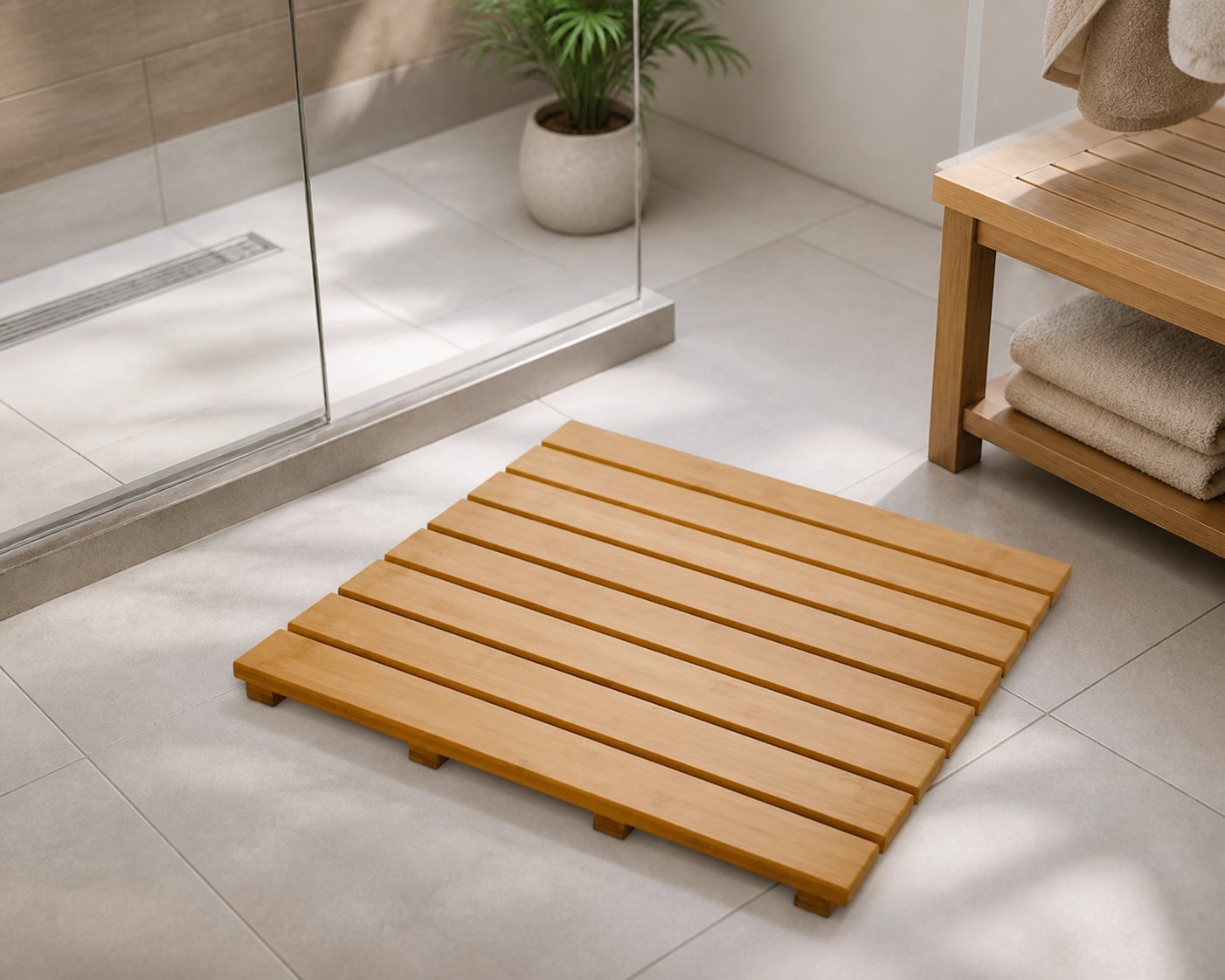 Ridder Grating Деревянный коврик для ванной, натуральный бамбук, 50×80 см