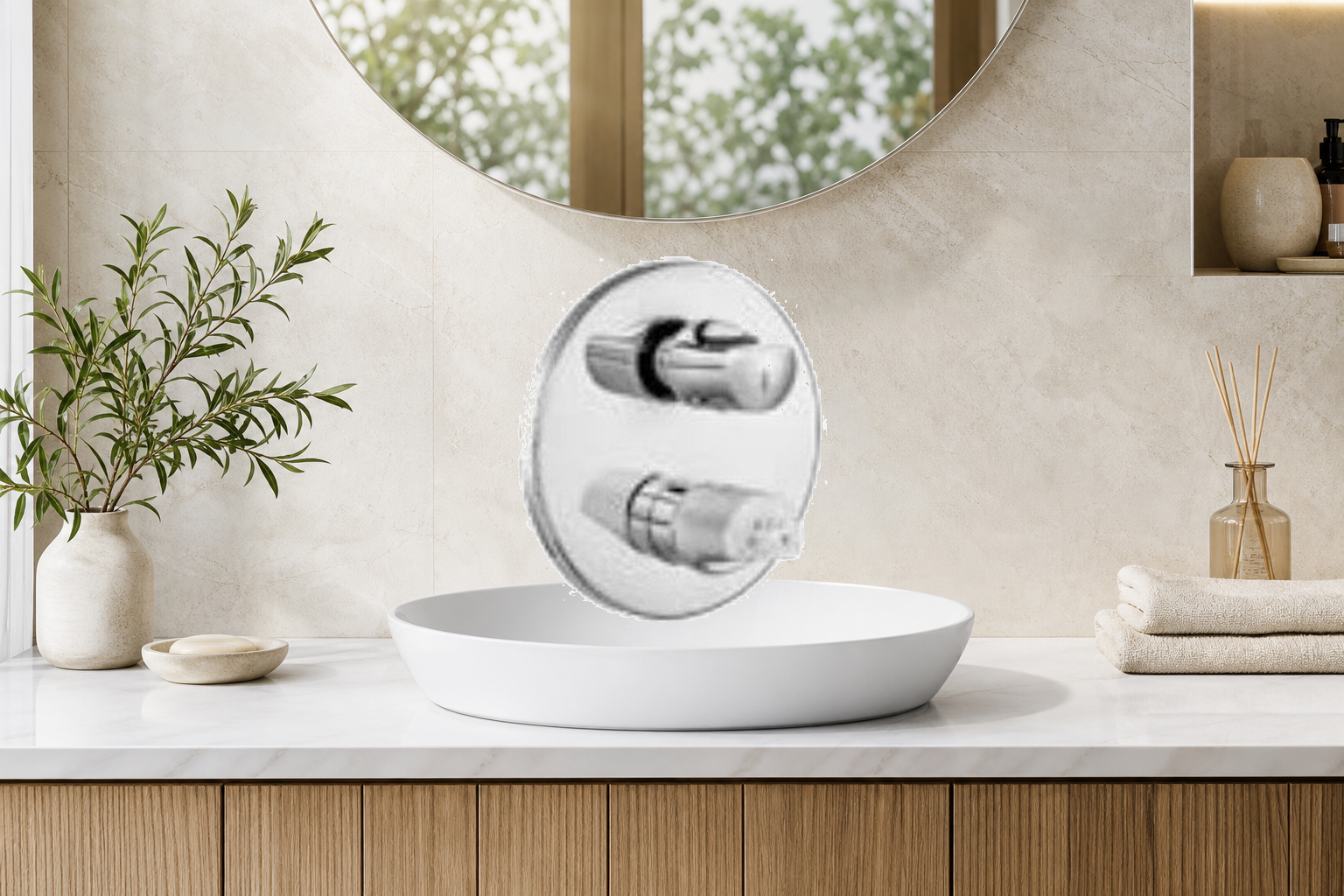 AI-assisted environment illustration; exact product image preserved