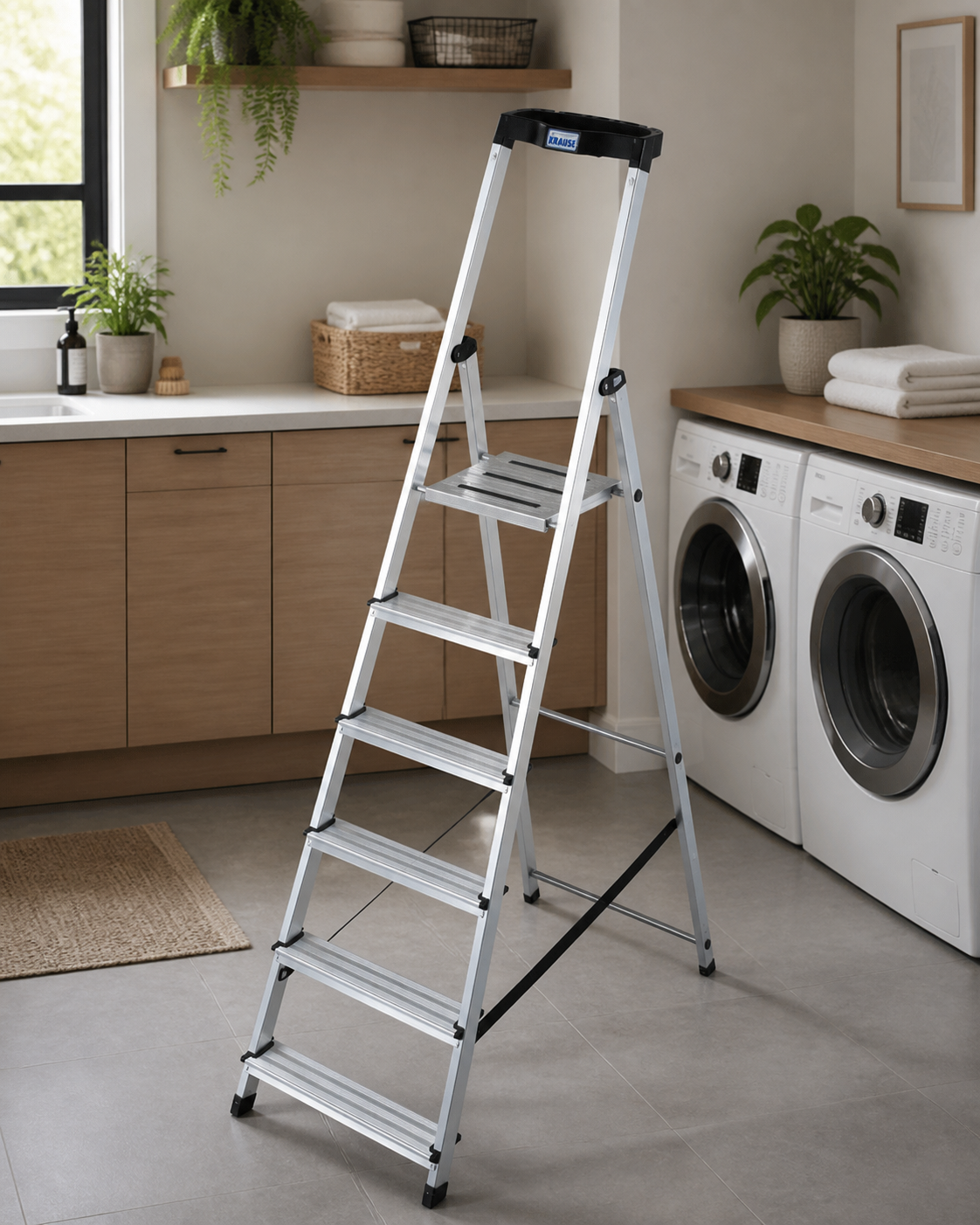 KRAUSE MONTO Safety алюминиевая стремянка, 1x7 ступеней