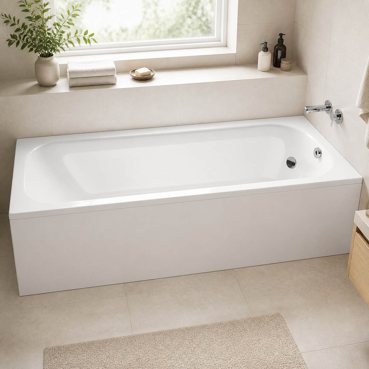 KALDEWEI EUROWA exact white steel bathtub installed in a bathroom