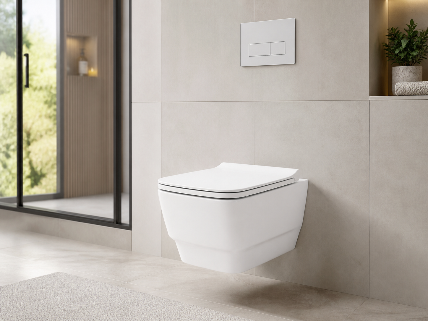 Sanovit Lucco Bello exact wall-hung toilet installed in bathroom