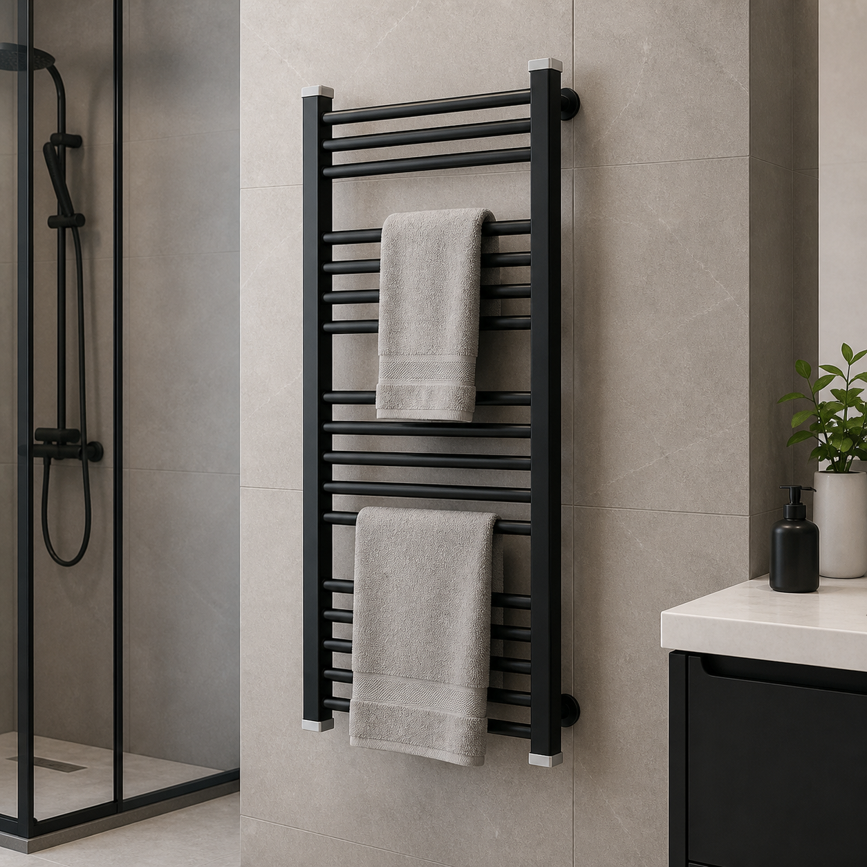 Vessen towel warmer 731 wall-mounted bathroom scene