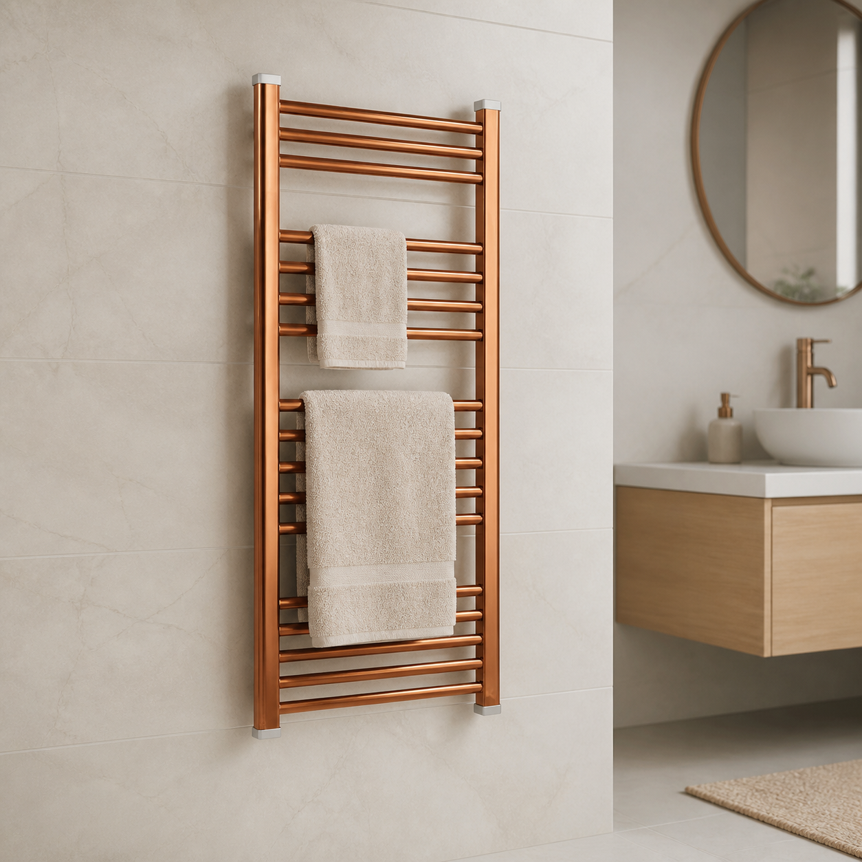Vessen towel warmer 733 wall-mounted bathroom scene